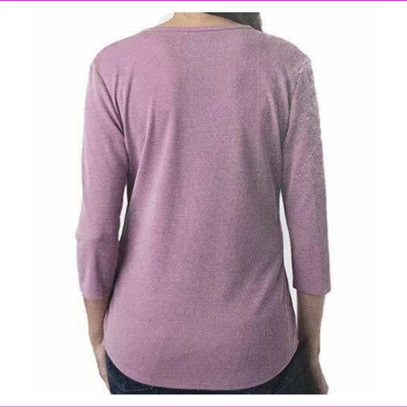 Seg’ments Womens Textured V-Neck 3/4 Sleeve blouse -Medium - Picture 2 of 7